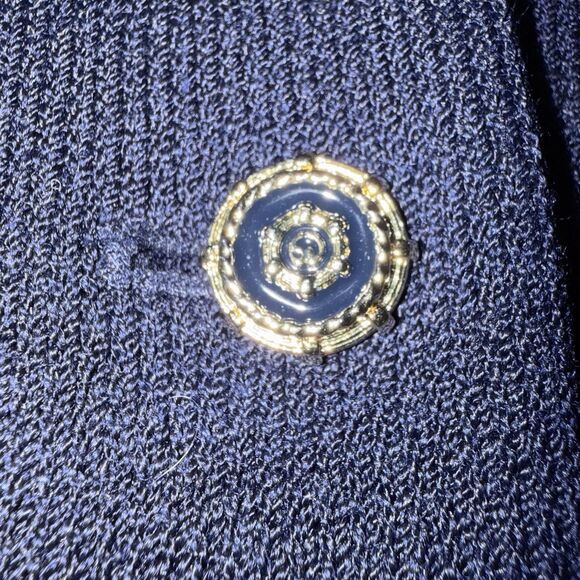 St. John Collection By Marie Gray Womens Four Button Santana Knit Jacket 10 Navy - Picture 8 of 13
